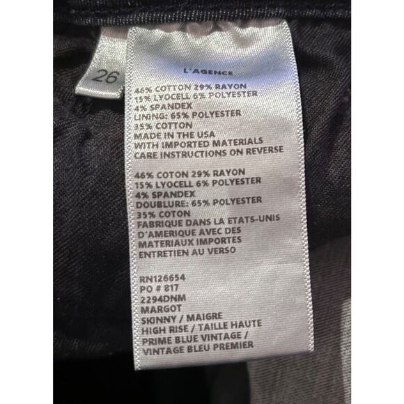 L'AGENCE sz 26x25 Margot High-Rise Stretch Skinny Jeans Prime Vintage Blue 2294 - Picture 10 of 10